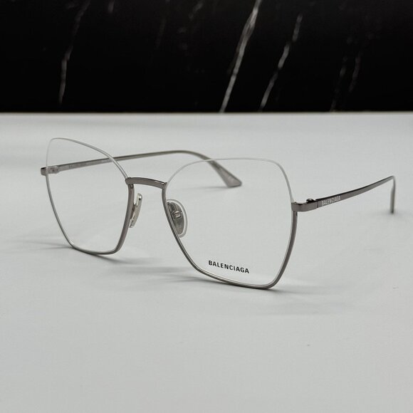 NEW BALENCIAGA BB0142O 001 BUTTERFLY SILVER WOMEN EYEGLASSES BALENCIAGA - Picture 1 of 11